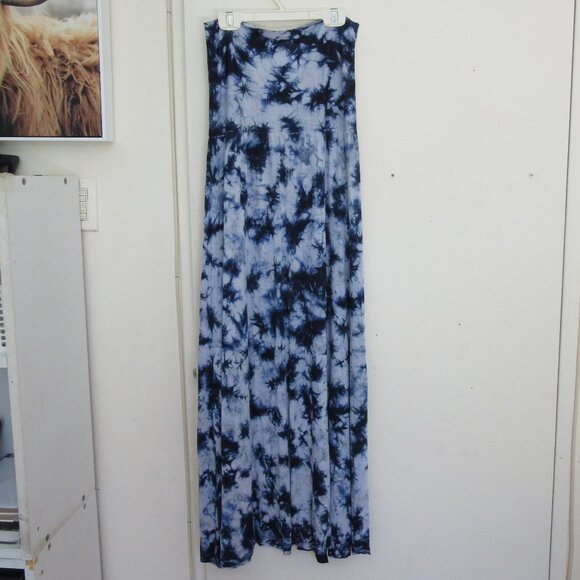 Philosophy Maxi Dress - Strapless - Soft Comfy - Tie Dye Pattern (Blue White) - Picture 1 of 7